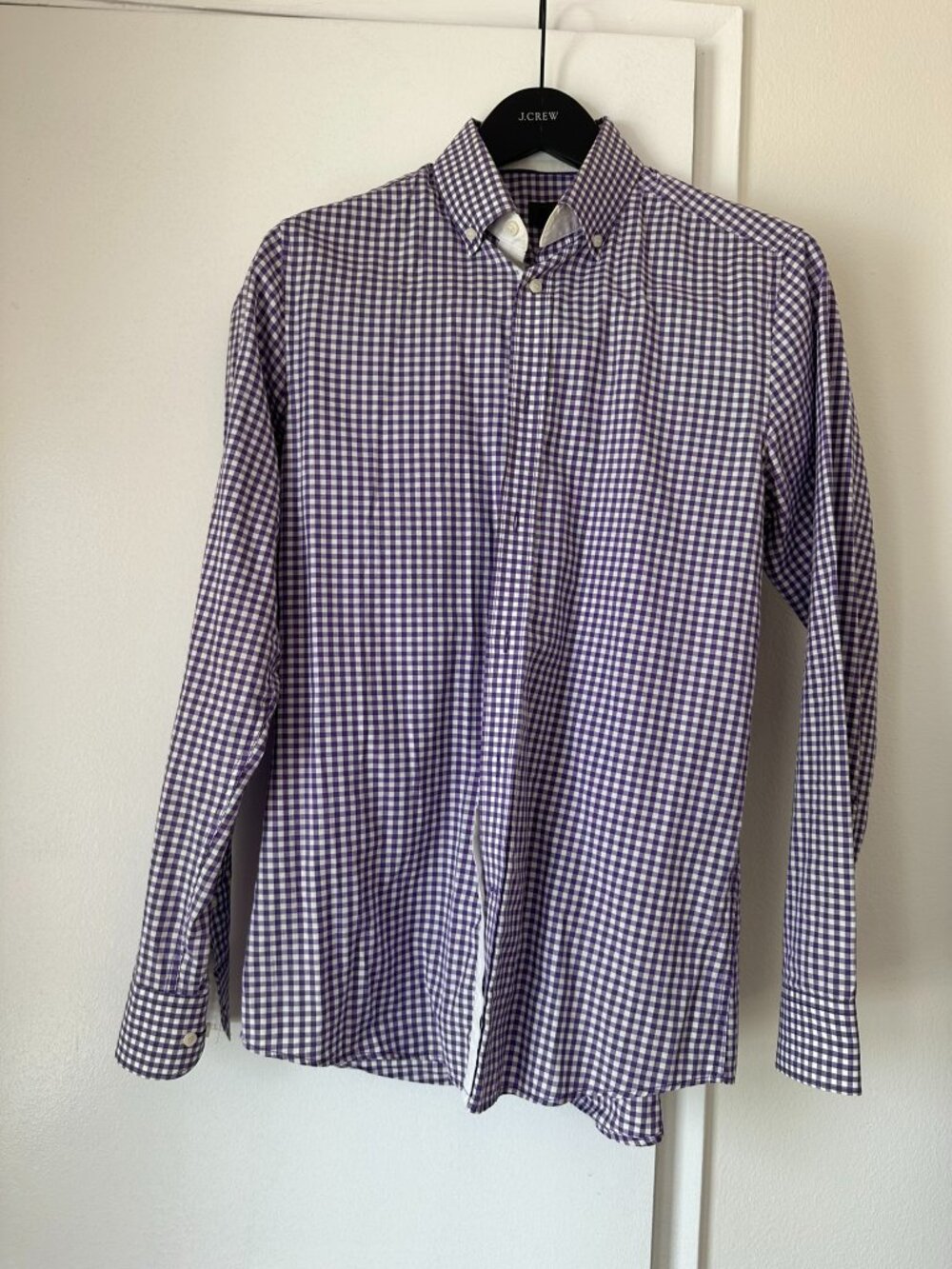 H&M Men's Purple Gingham Button Down Shirt Size Small 15 Cotton